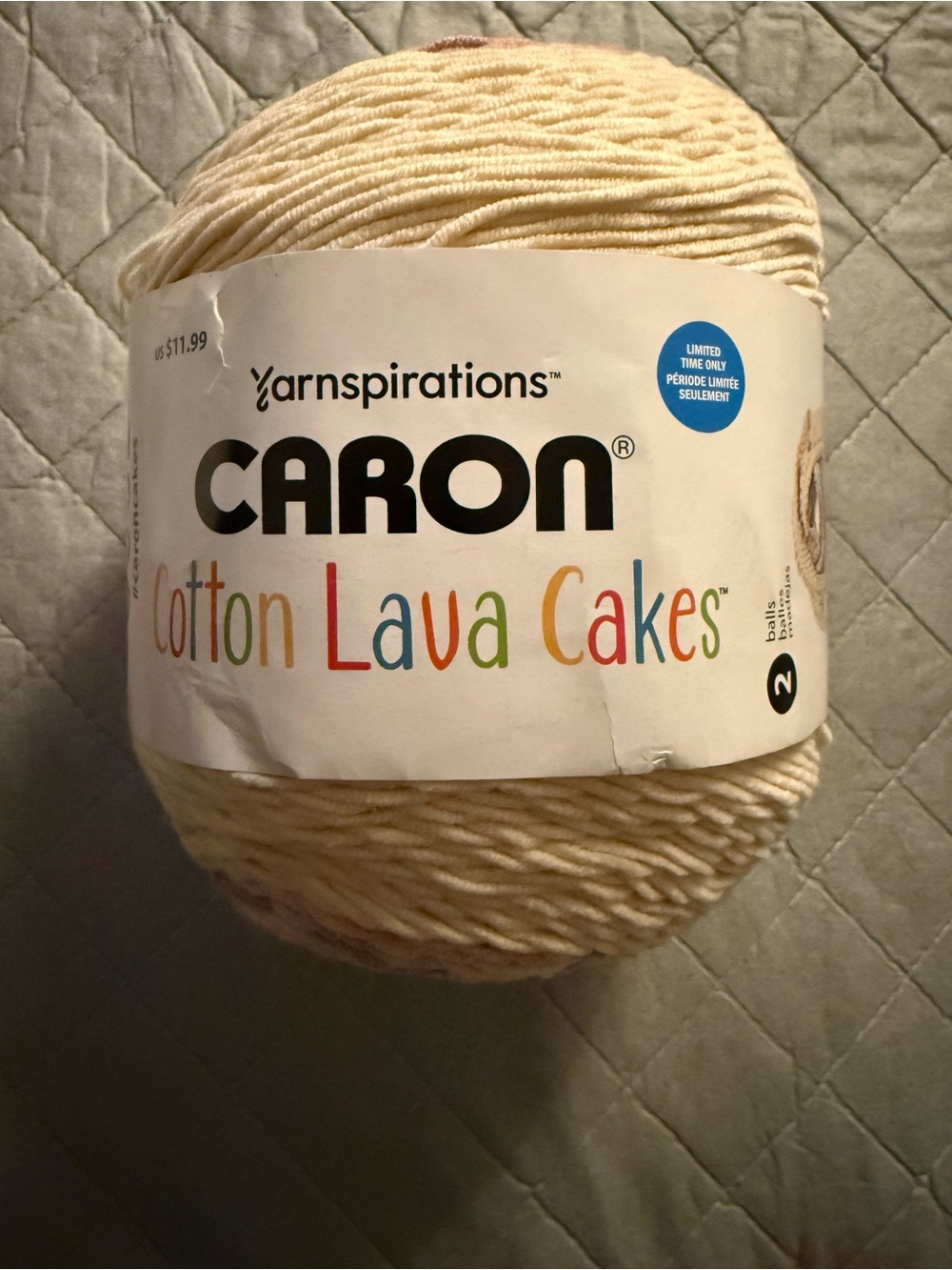 Caron COTTON LAVA CAKES Yarn Rosewater Biscuit, 8 oz/481 yd